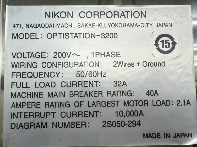 Nikon Optistation 3200 Wafer Inspection System
