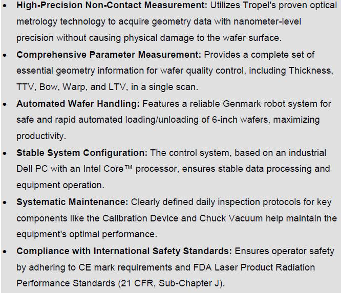 Tropel UltraSort 128892-6210 Wafer Measurement System