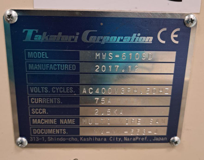 Takatori MWS 610 SD Wire Saw