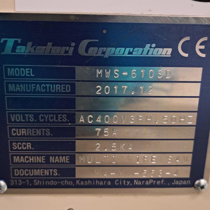 Takatori MWS 610 SD Wire Saw