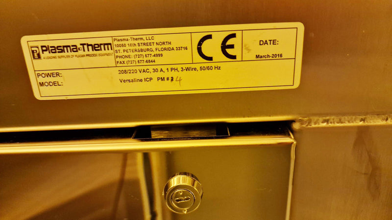 Plasmatherm Versaline VCX 600 ICP (Inductively Coupled Plasma)