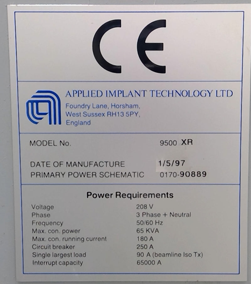Applied Materials 9500 XR Implanter