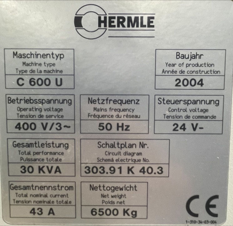 Hermle C 600 U CNC Milling Machine