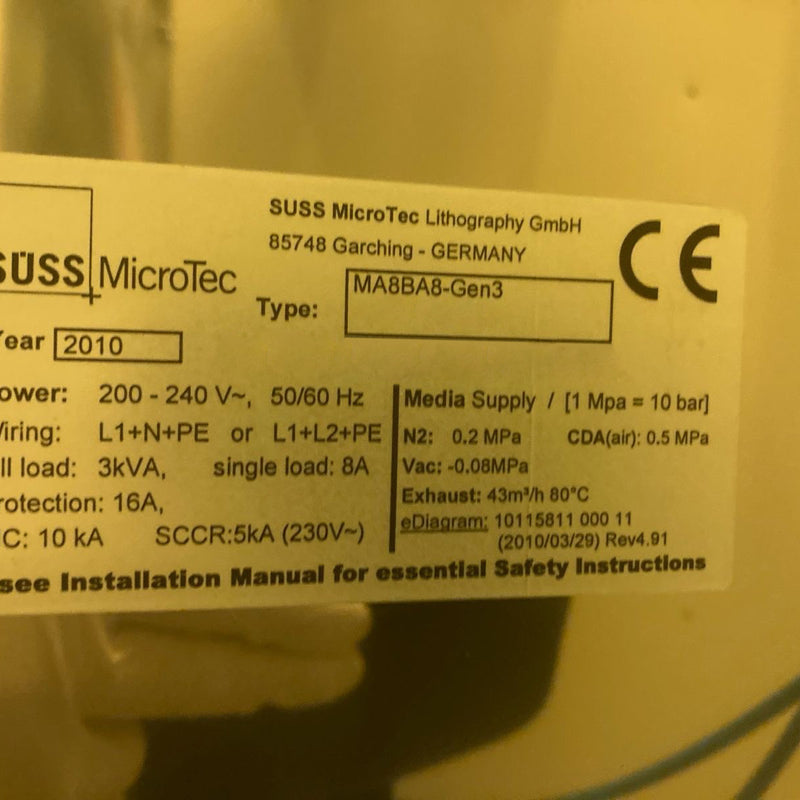 SUSS MA 8 / BA 8 Gen 3 Mask Aligner
