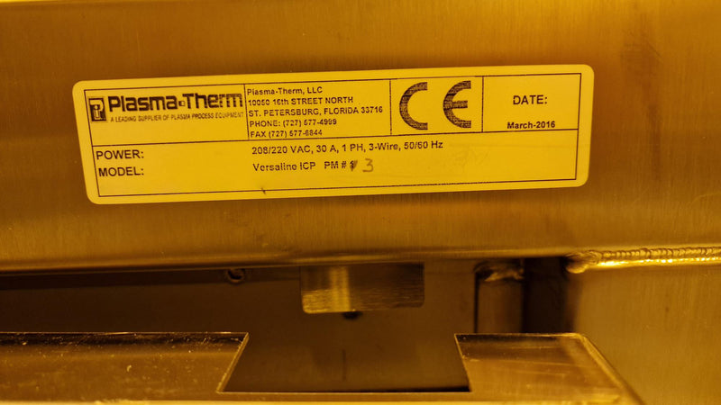 Plasmatherm Versaline VCX 600 ICP (Inductively Coupled Plasma)