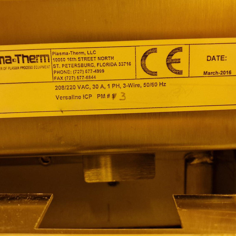 Plasmatherm Versaline VCX 600 ICP (Inductively Coupled Plasma)