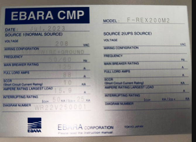 Ebara FREX 200 M 2 CMP (Chemical Mechanical Polisher)