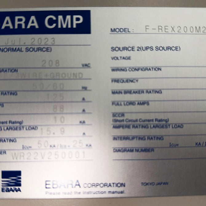 Ebara FREX 200 M 2 CMP (Chemical Mechanical Polisher)