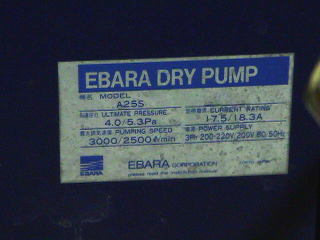 Ebara A 25 S Dry Pump