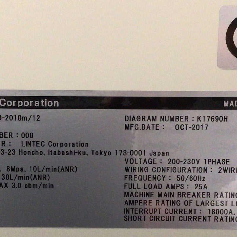 Lintec RAD 2010 M / 12 UV Irradiator