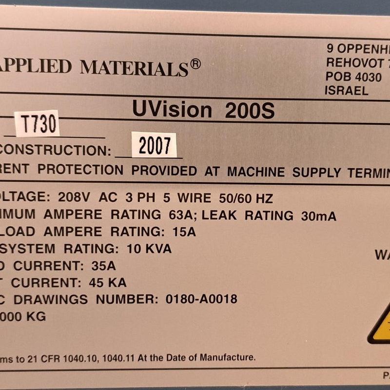 Applied Materials UVision SP 200 Brightfield Wafer Inspection Tool