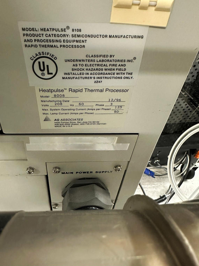 AG Associates 8108 RTP System (Rapid Thermal Process)