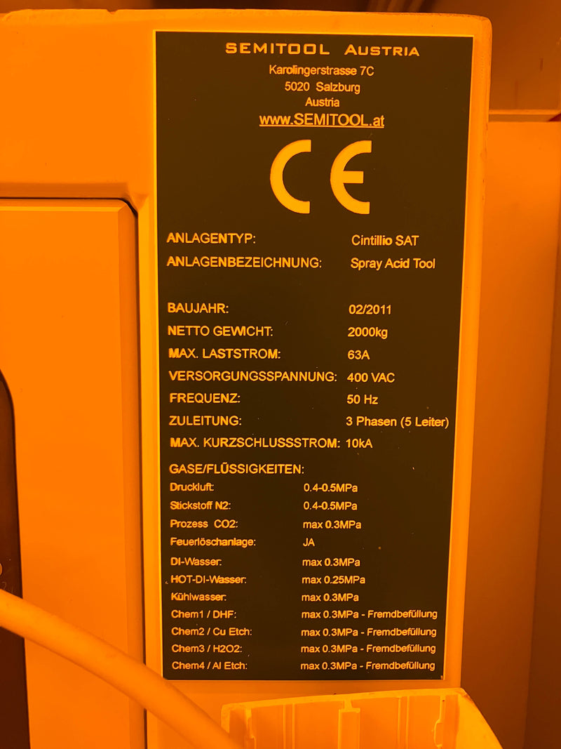 Semitool Cintillio SAT (Spray Acid Tool)