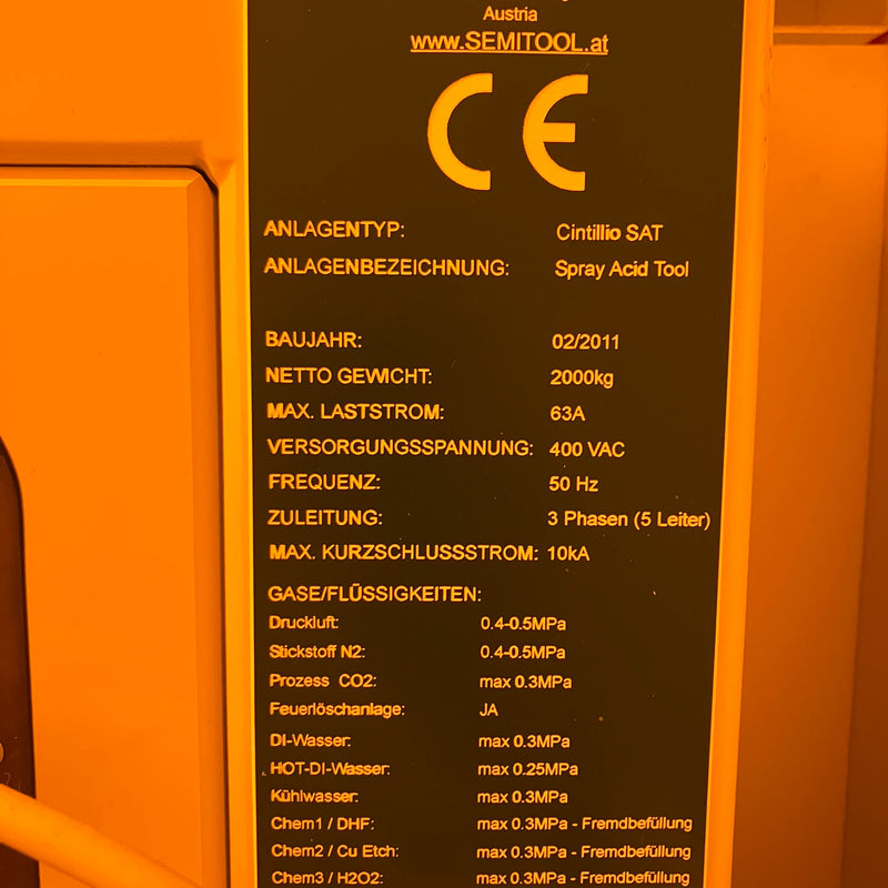 Semitool Cintillio SAT (Spray Acid Tool)