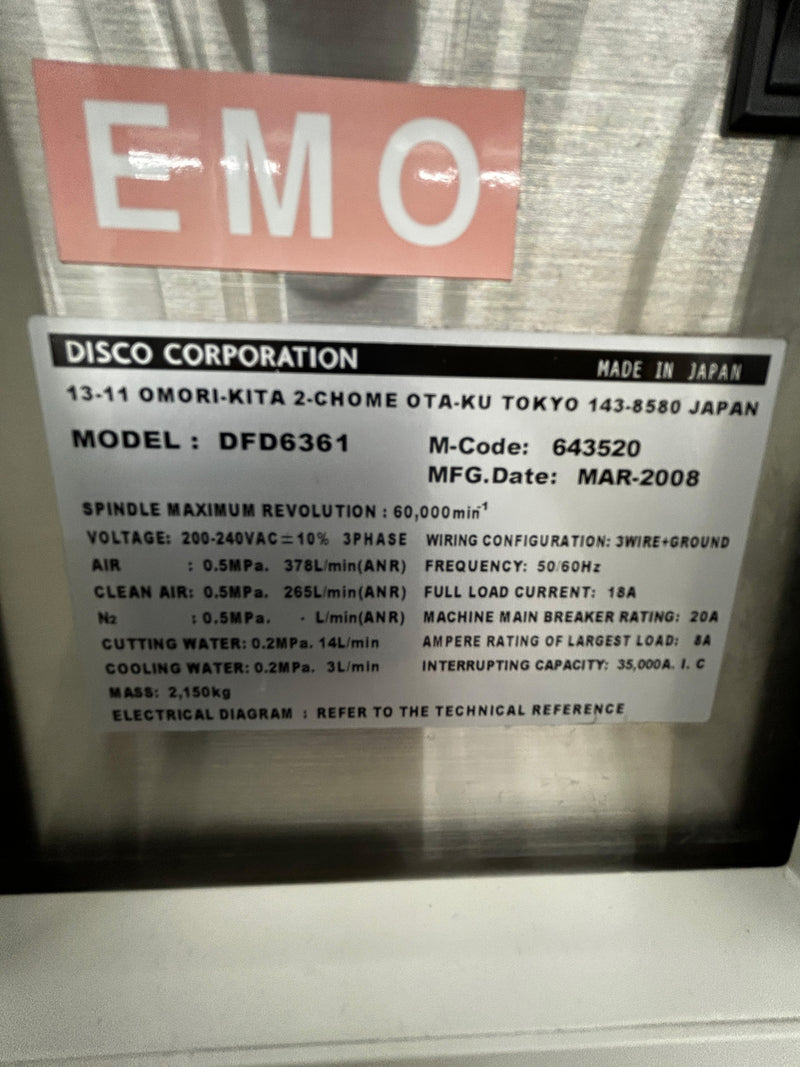 Disco DFD 6361 Automatic Dicing Saw