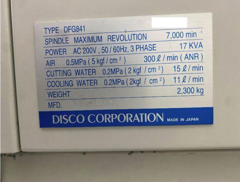 Disco DFG 841 Grinder / Lapper / Polisher