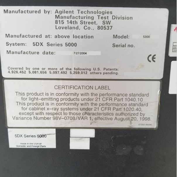 Agilent 5 DX Series 5000 X-ray