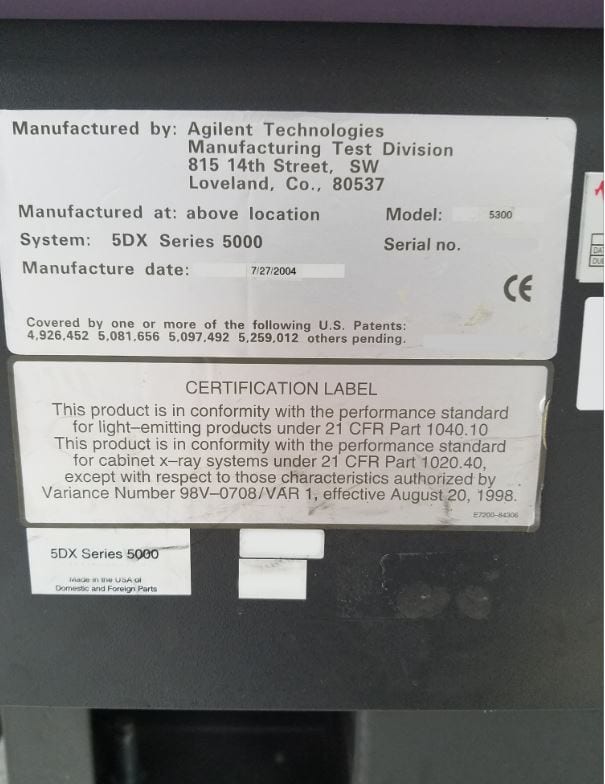 Agilent 5 DX Series 5000 X-ray