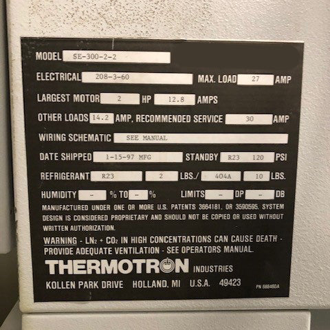 Thermotron SE 300 Humidity Chamber