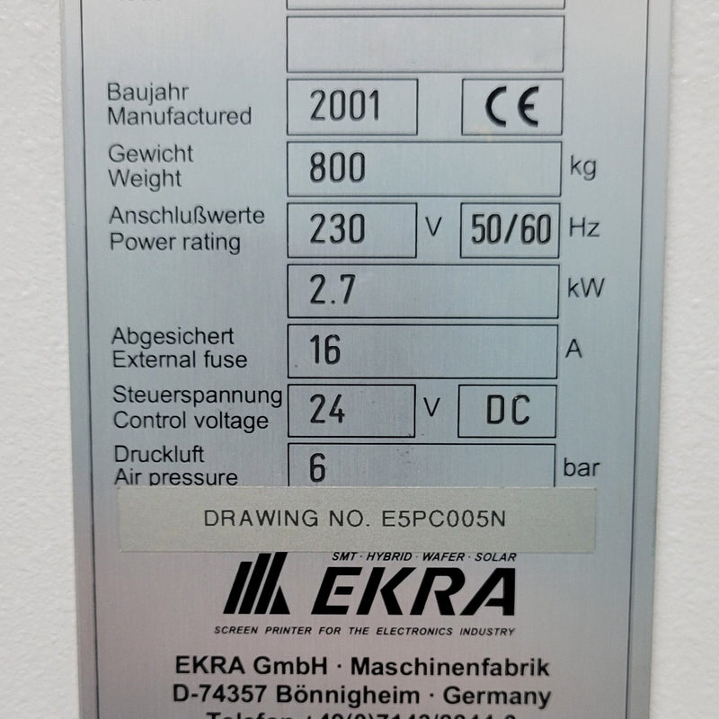 Ekra E 5 Solder Paste Printer