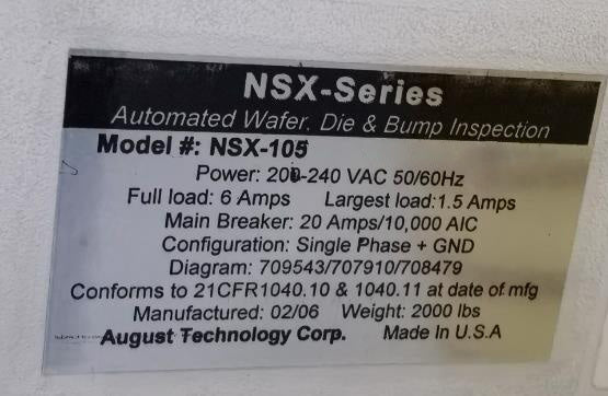 ONTO / Rudolph / August FFH / NSX 105 Automatic Defect Inspection System