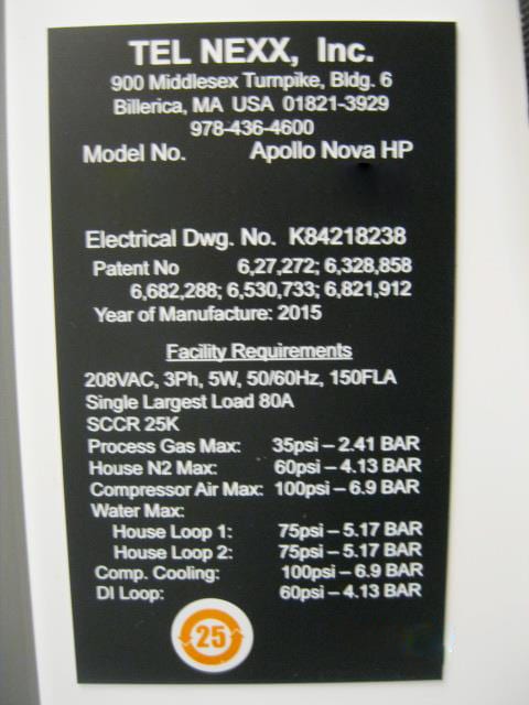 Tel NEXX Apollo Sputtering System