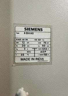 Siemens 8 BK 80 Switchgear