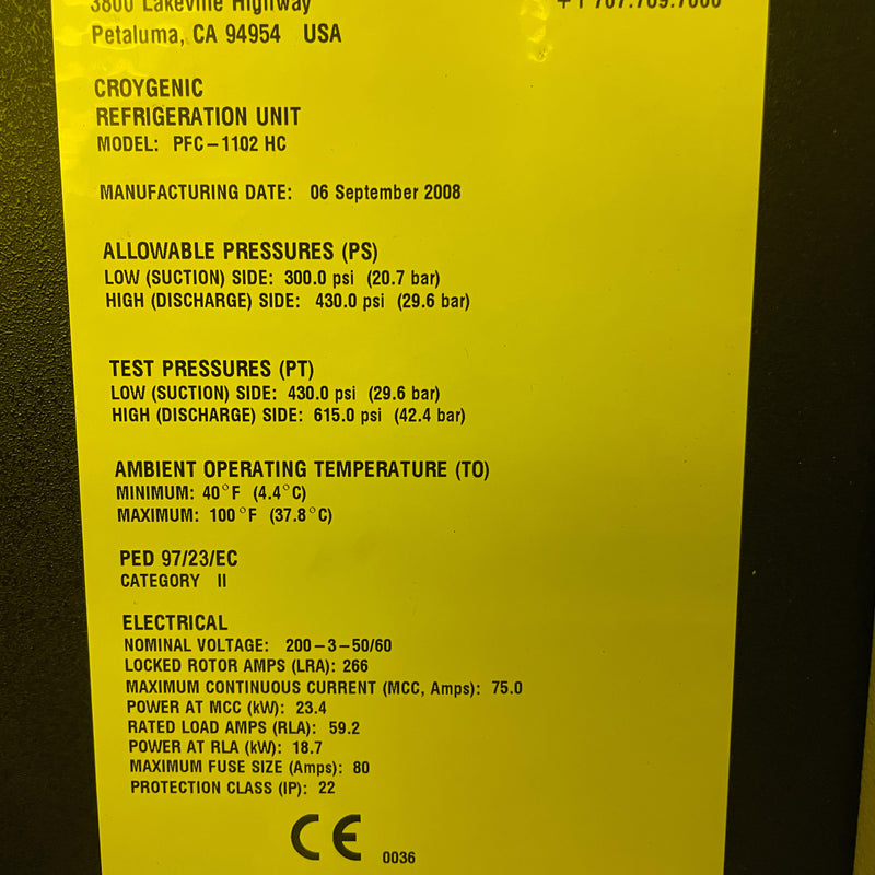 Polycold PFC 1102 HC Cryogenic Refrigeration