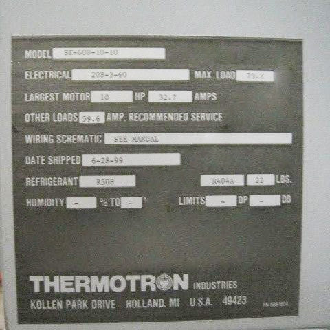 Thermotron SE 600 10 10 Environmental Chamber