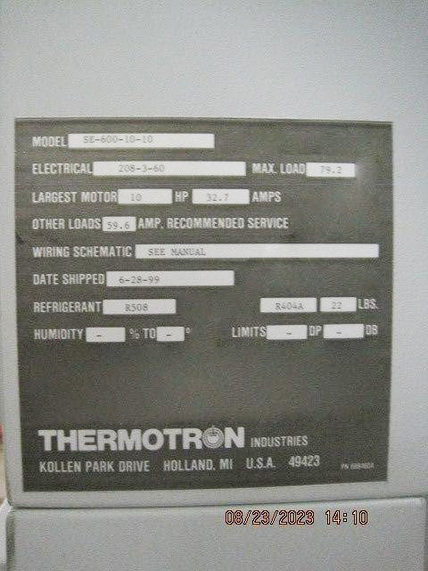 Thermotron SE 600 10 10 Environmental Chamber