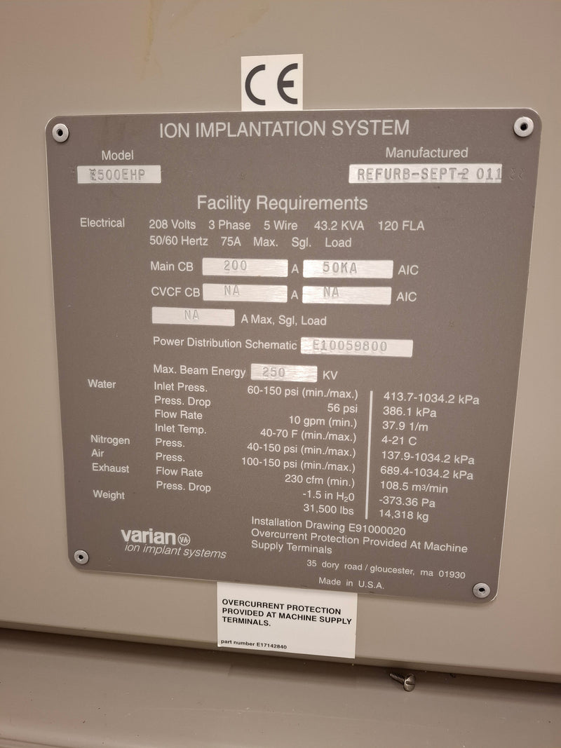 Varian E 500 EHP Medium Current Implanter
