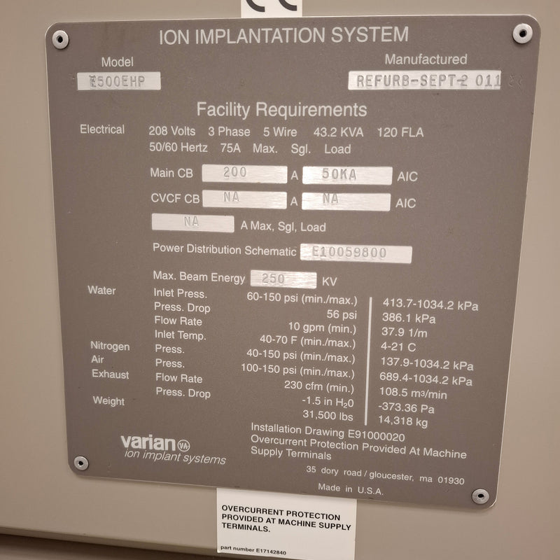 Varian E 500 EHP Medium Current Implanter