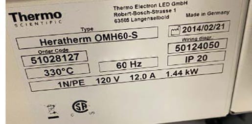 Thermo Scientific Heratherm OMH 60 S Oven
