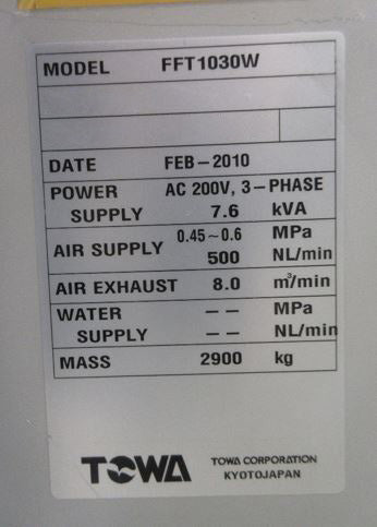 Towa FFT 1030 W Molding System