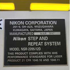Nikon NSR 2205 i 12 D i-Line Stepper