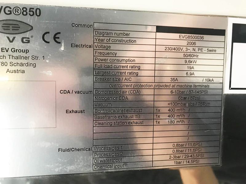 EVG 850 TB / L 200 Parts System