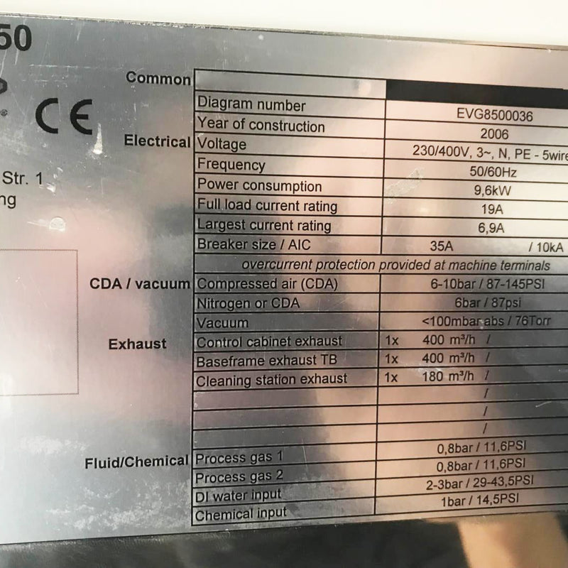 EVG 850 TB / L 200 Parts System