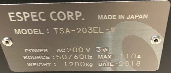 ESPEC TSA 203 EL W Thermal Shock Chamber