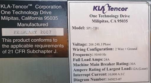 KLA Surfscan SP 1 TBI Particle Defect System