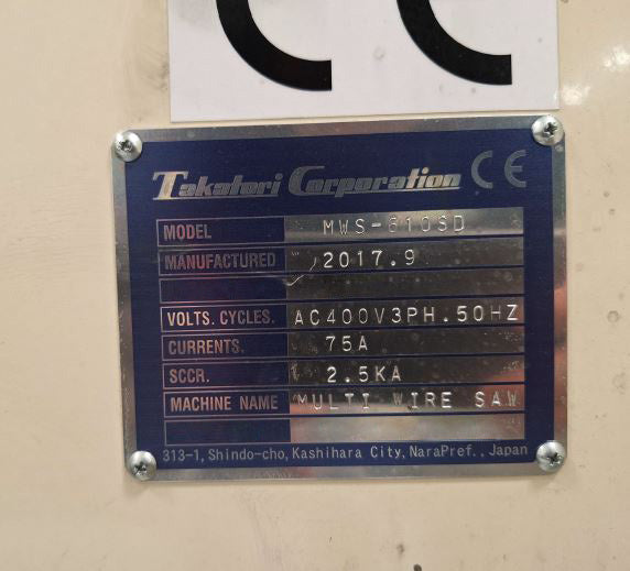 Takatori MWS 610 SD Wire Cut Saw