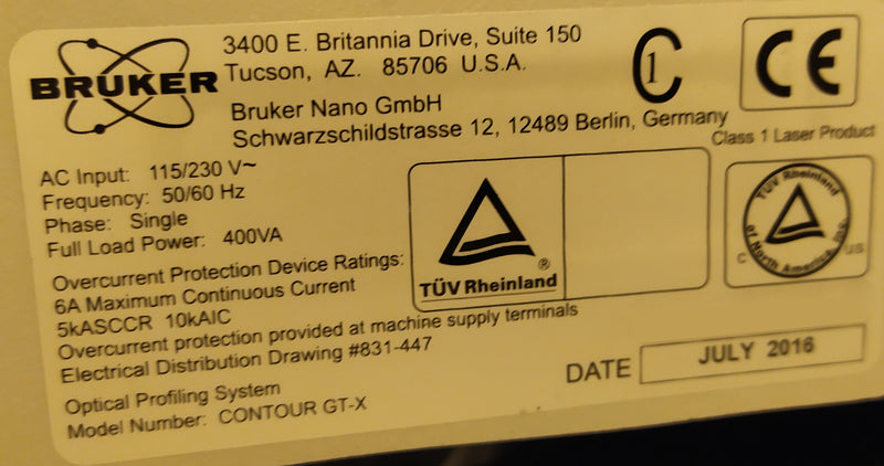Bruker Contour GTX White Light Interferometer (WLI)