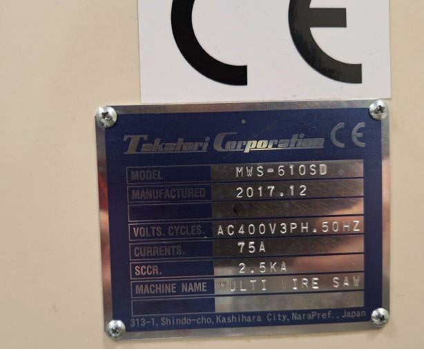 Takatori MWS 610 SD Wire Cut Saw