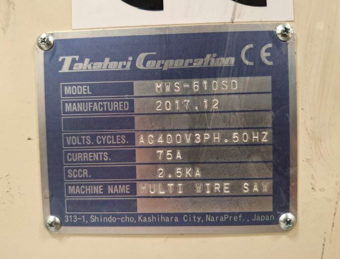 Takatori MWS 610 SD Wire Cut Saw