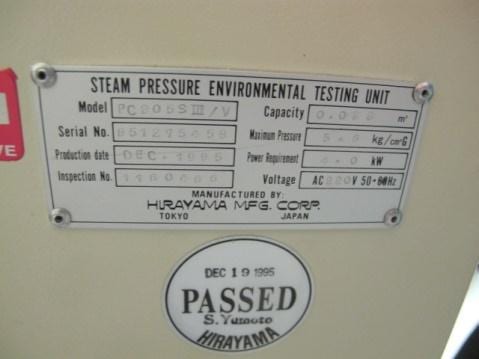 Hirayama PC 3058111 Steam Pressure Environmental Testing Unit