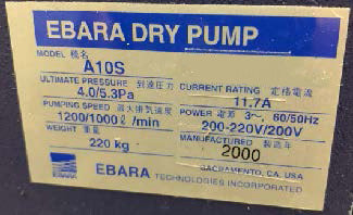 Ebara A 10 S Dry Pump
