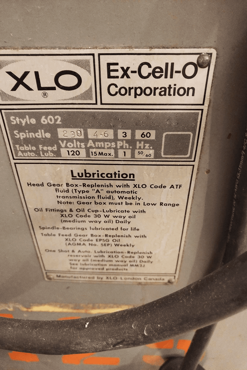 Ex-Cell-O 602 Vertical Mill