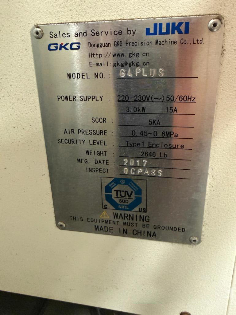 Juki GL Plus In-Line Screen Printer
