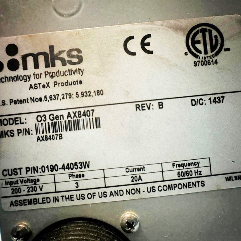 MKS AX 8407 Ozone Generator