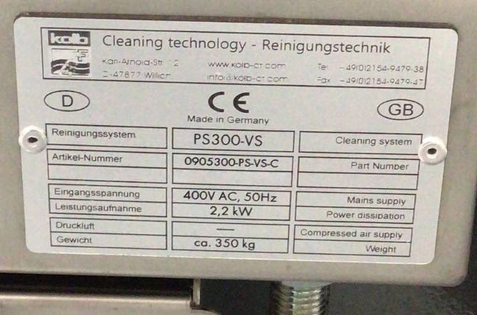Kolb PS 300 VS Stencil Cleaner