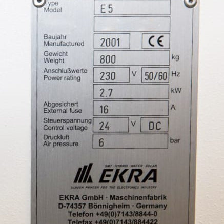 Ekra E 5 Stencil Printer